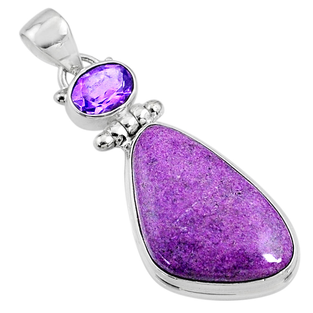 15.08cts natural purple stichtite amethyst 925 sterling silver pendant r66126