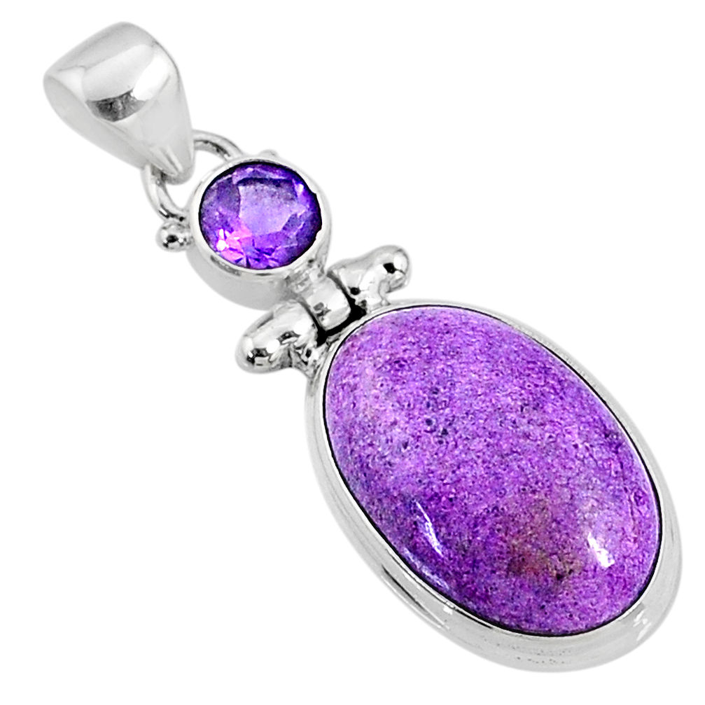 13.70cts natural purple stichtite amethyst 925 sterling silver pendant r66140