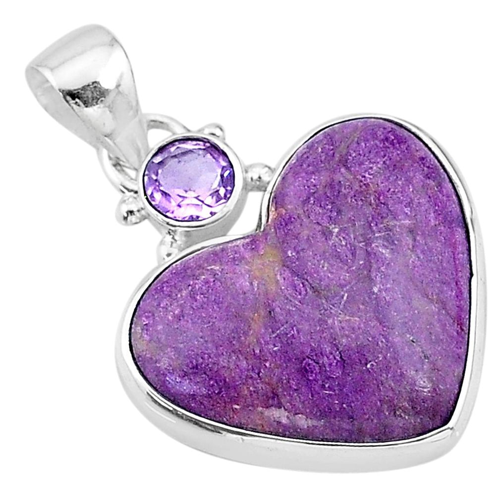 14.23cts natural purple stichtite amethyst 925 sterling silver pendant t13145