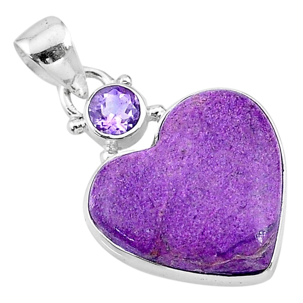 11.57cts natural purple stichtite amethyst 925 sterling silver pendant t13148