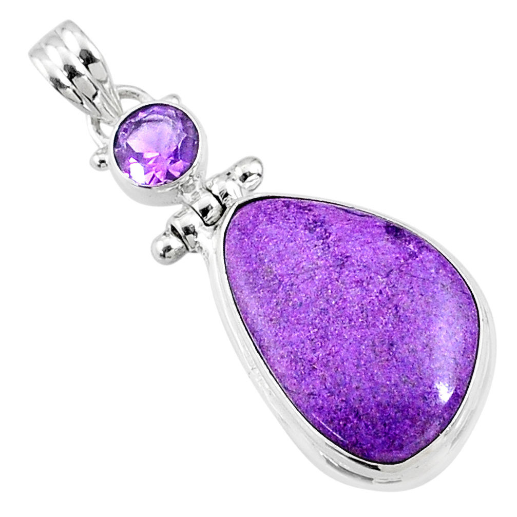 14.23cts natural purple stichtite fancy amethyst 925 silver pendant r66127