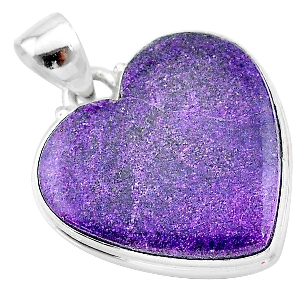 16.70cts natural purple stichtite heart 925 sterling silver pendant t13393