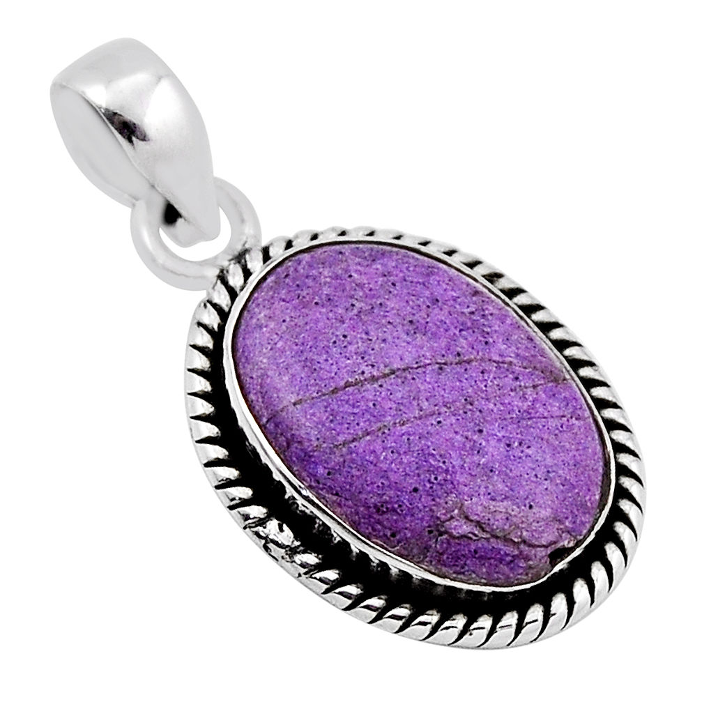 8.71cts natural purple stichtite oval 925 sterling silver pendant jewelry n34365