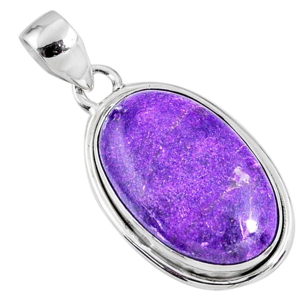 13.70cts natural purple stichtite oval sterling silver pendant jewelry r60846