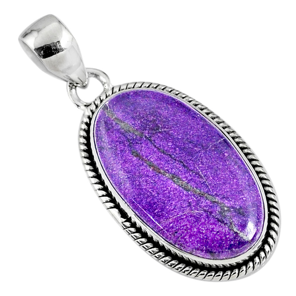 13.62cts natural purple stichtite oval sterling silver pendant jewelry r60868