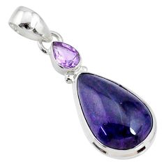 12.83cts natural purple sugilite amethyst 925 sterling silver pendant r72966