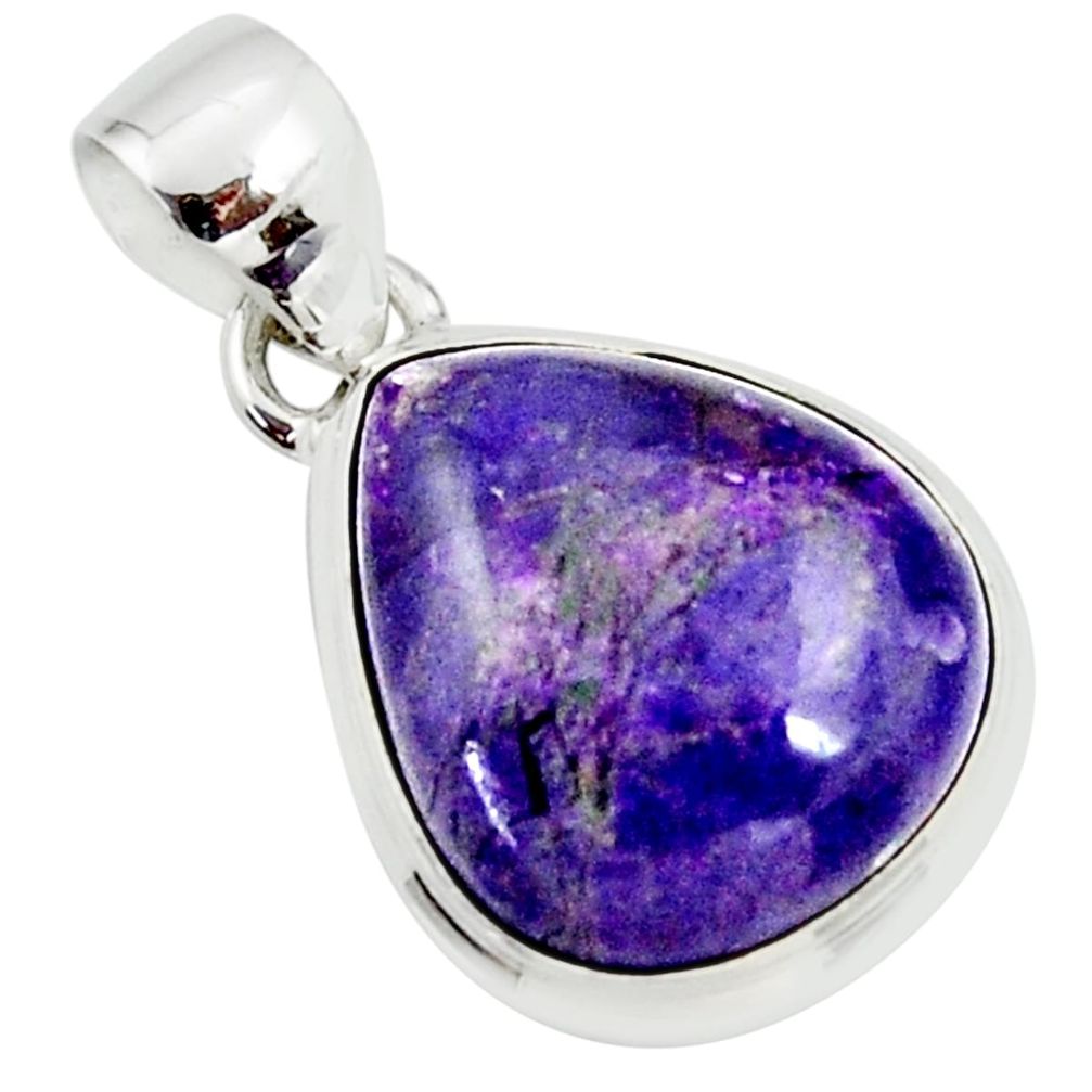 11.26cts natural purple sugilite pear 925 sterling silver pendant jewelry r36382