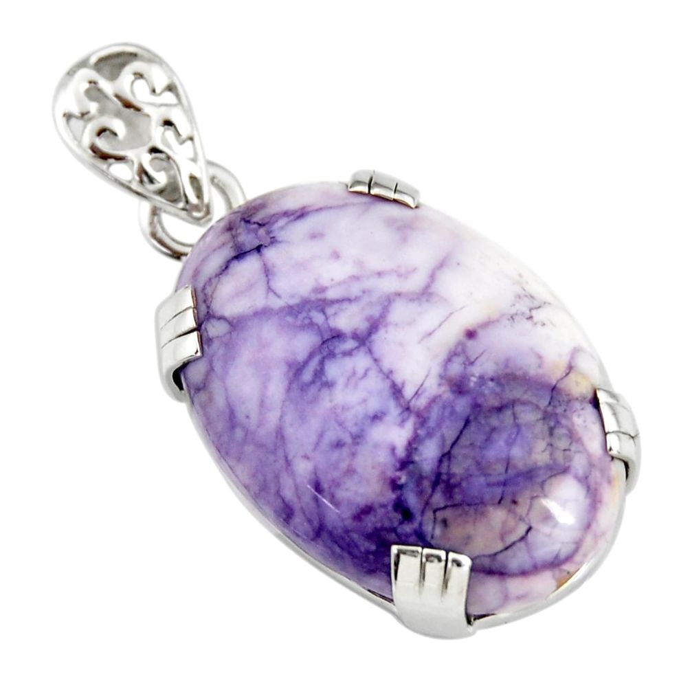16.28cts natural purple tiffany stone 925 sterling silver pendant jewelry r20025