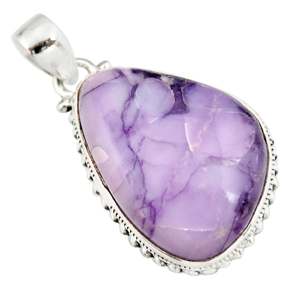 20.88cts natural purple tiffany stone 925 sterling silver pendant jewelry r20026