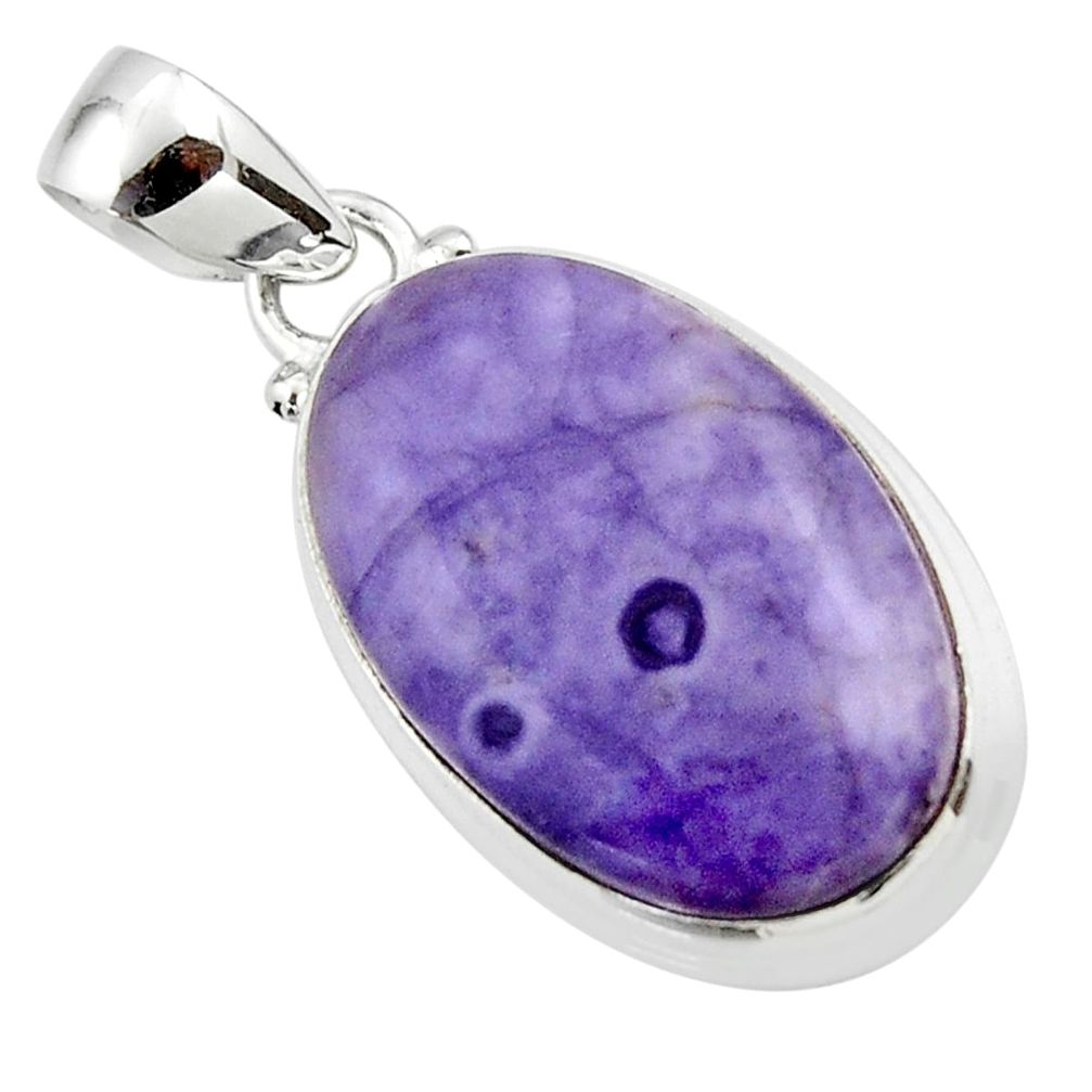 13.22cts natural purple tiffany stone 925 sterling silver pendant jewelry r46205