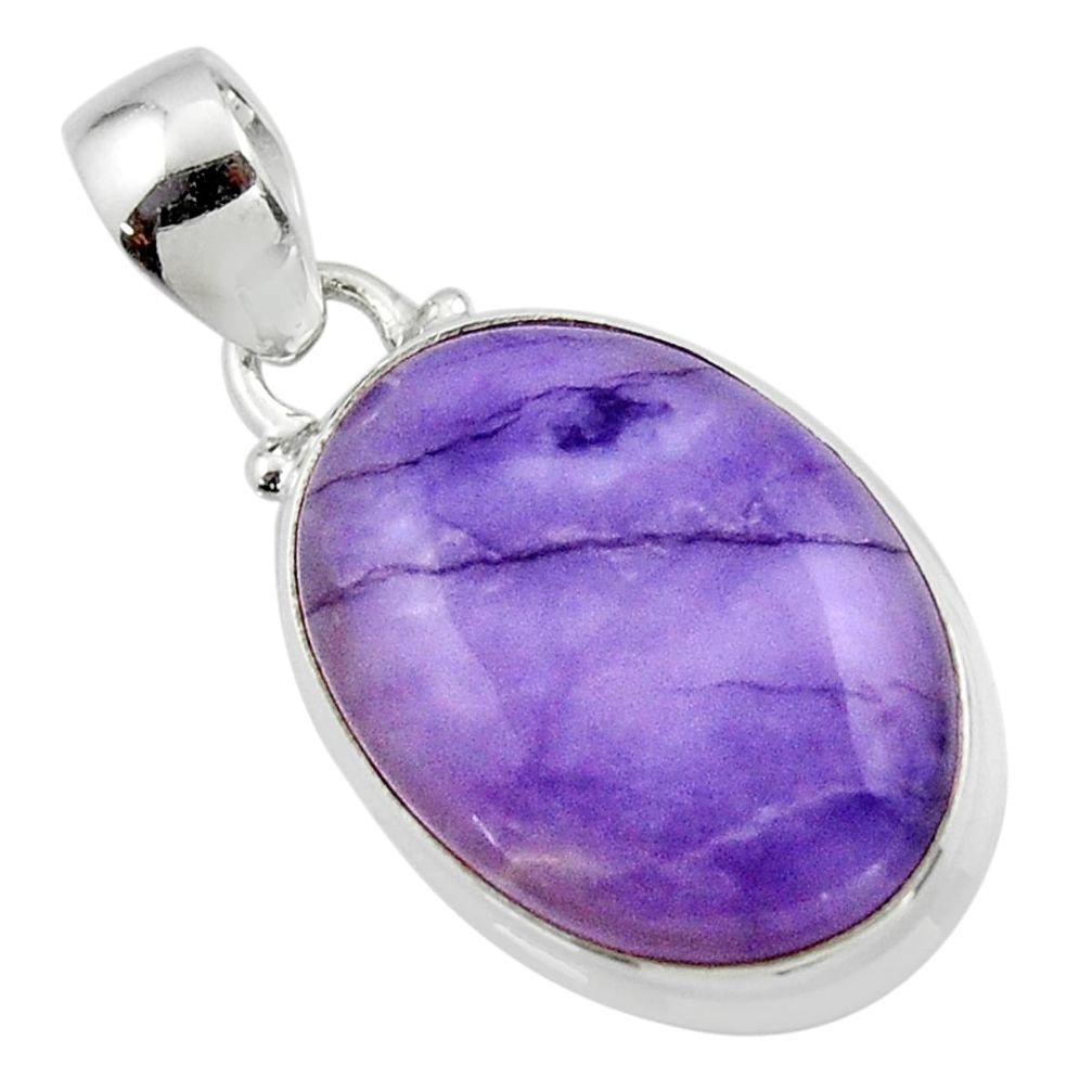 11.65cts natural purple tiffany stone 925 sterling silver pendant jewelry r46209