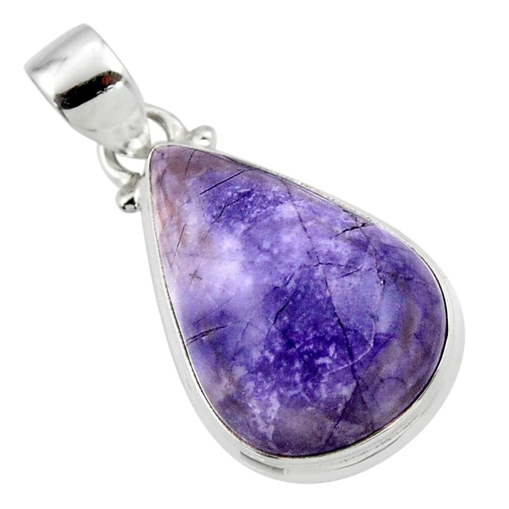 13.22cts natural purple tiffany stone 925 sterling silver pendant jewelry r46210