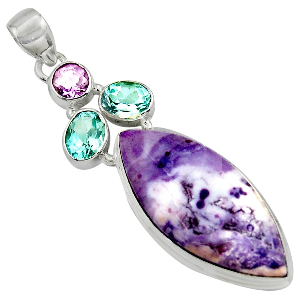 27.69cts natural purple tiffany stone amethyst 925 silver pendant r39115