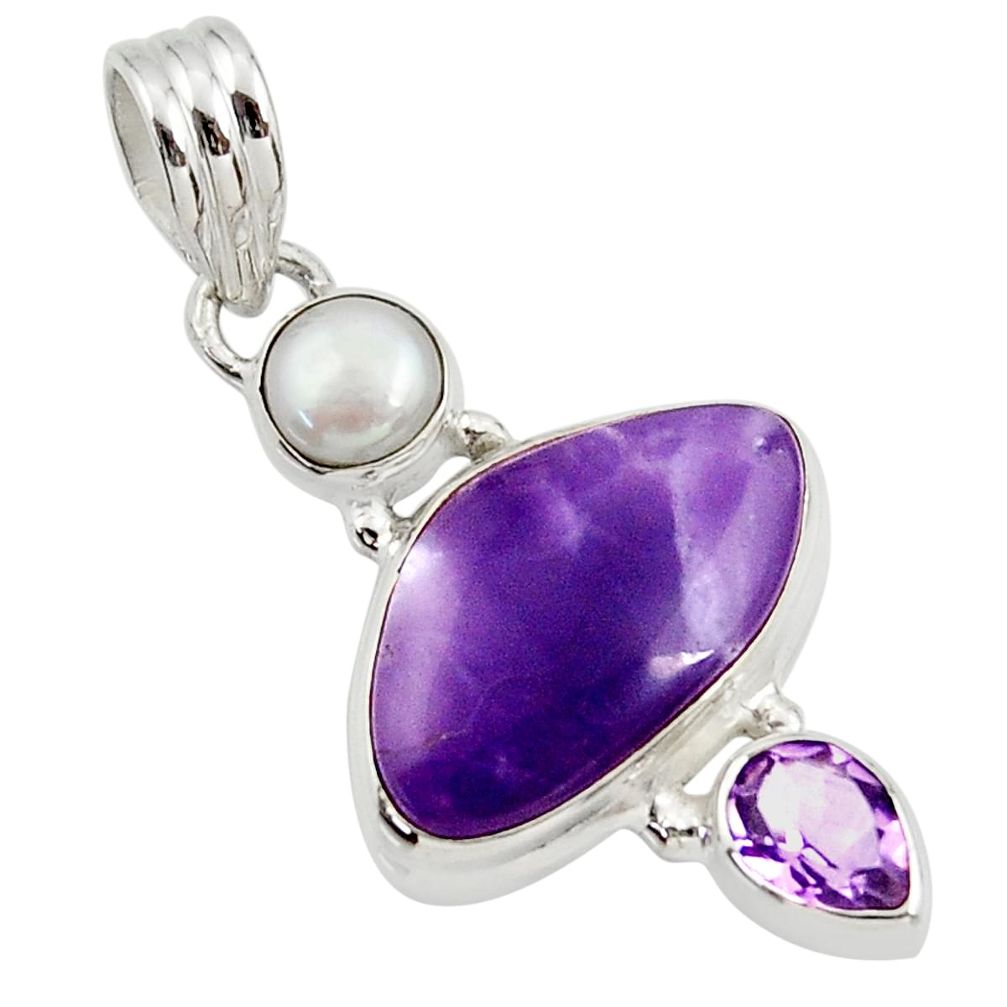  purple tiffany stone amethyst pearl 925 silver pendant d45426