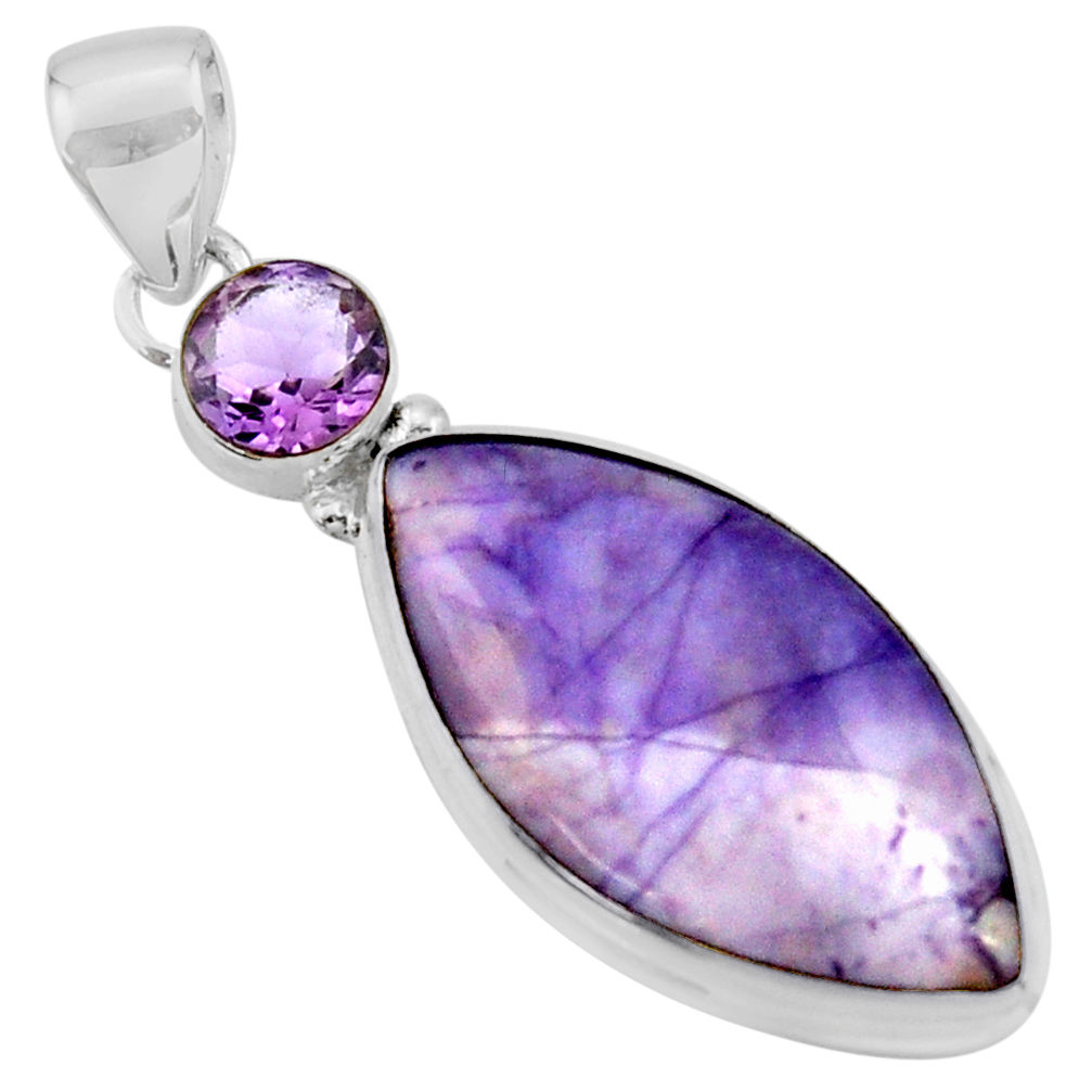 16.70cts natural purple tiffany stone marquise amethyst silver pendant r39104