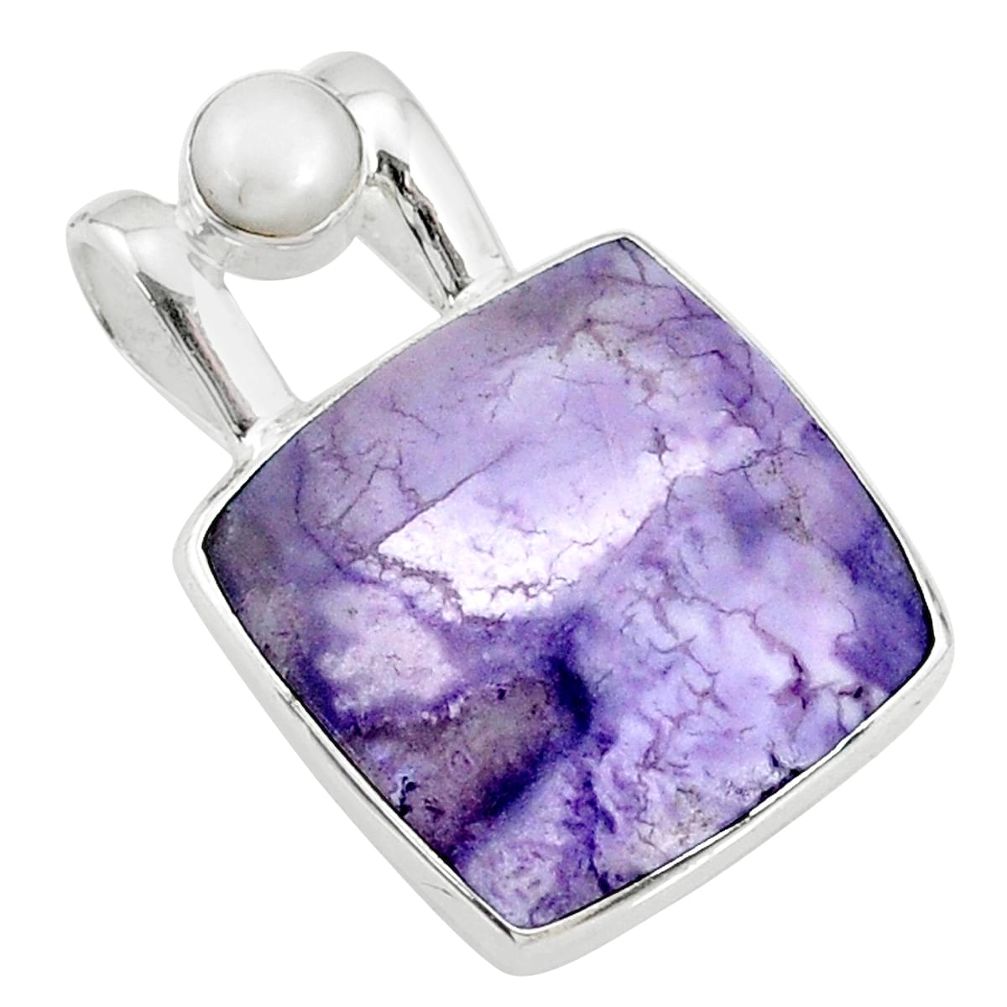 15.05cts natural purple tiffany stone pearl 925 sterling silver pendant r72905