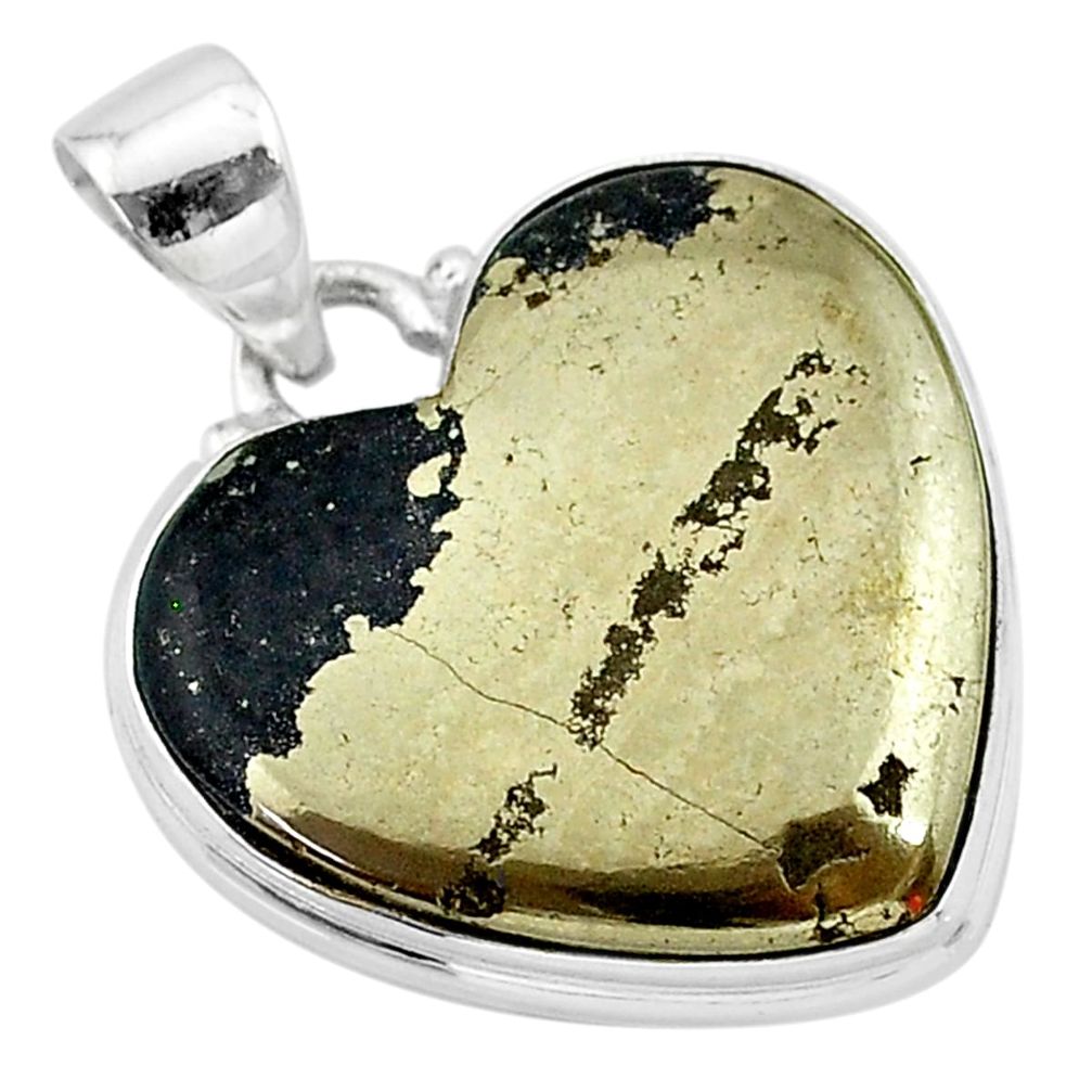 20.07cts natural pyrite in magnetite (healer's gold) 925 silver pendant t13488