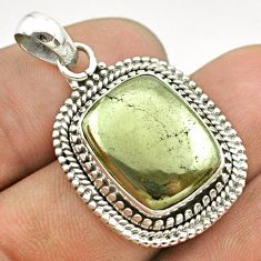 11.54cts natural pyrite in magnetite (healer's gold) 925 silver pendant t53361