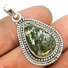 13.36cts natural pyrite in magnetite (healer's gold) 925 silver pendant t53370
