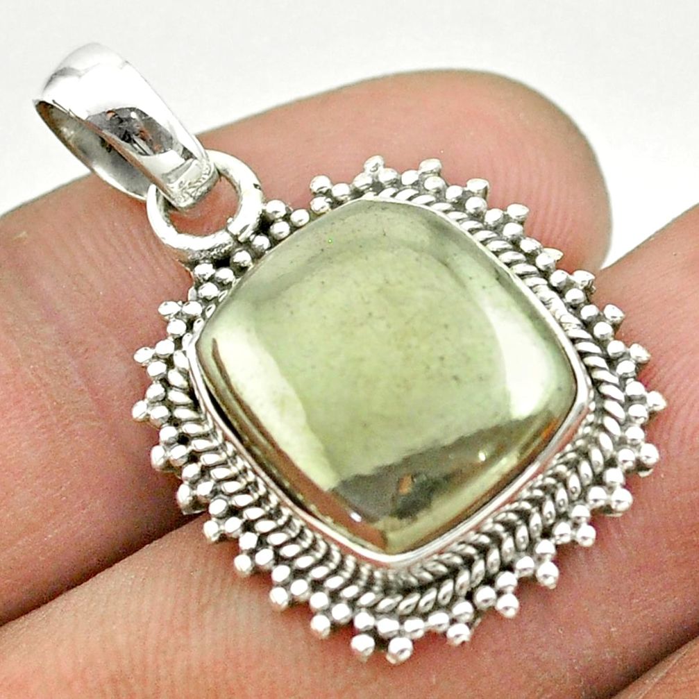 7.78cts natural pyrite in magnetite (healer's gold) 925 silver pendant t53398