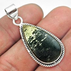 13.15cts natural pyrite in magnetite (healer's gold) 925 silver pendant t53705