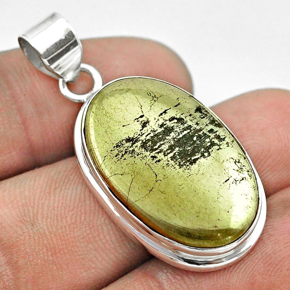 20.07cts natural pyrite in magnetite (healer's gold) 925 silver pendant t53707