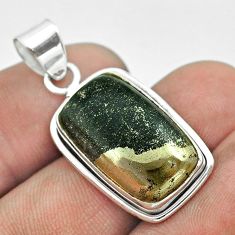 14.68cts natural pyrite in magnetite (healer's gold) 925 silver pendant t53714