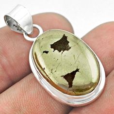 19.05cts natural pyrite in magnetite (healer's gold) 925 silver pendant t53716