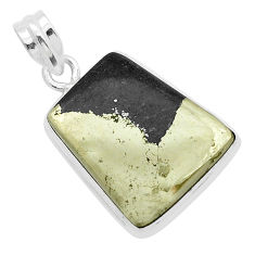 18.22cts natural pyrite in magnetite (healer's gold) 925 silver pendant u57853