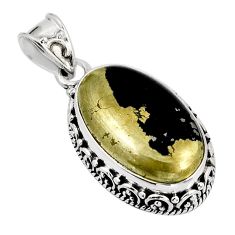 10.26cts natural pyrite in magnetite (healer's gold) 925 silver pendant y55582
