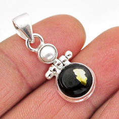 5.46cts natural pyrite in magnetite (healer's gold) 925 silver pendant y61223