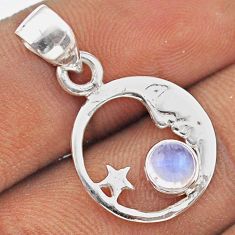 0.81cts natural rainbow moonstone 925 silver crescent moon star pendant t89381