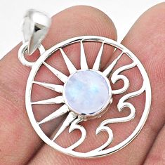 3.56cts natural rainbow moonstone 925 silver sun and wave charm pendant u37160