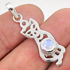 0.79cts natural rainbow moonstone 925 sterling silver cat pendant jewelry t66519
