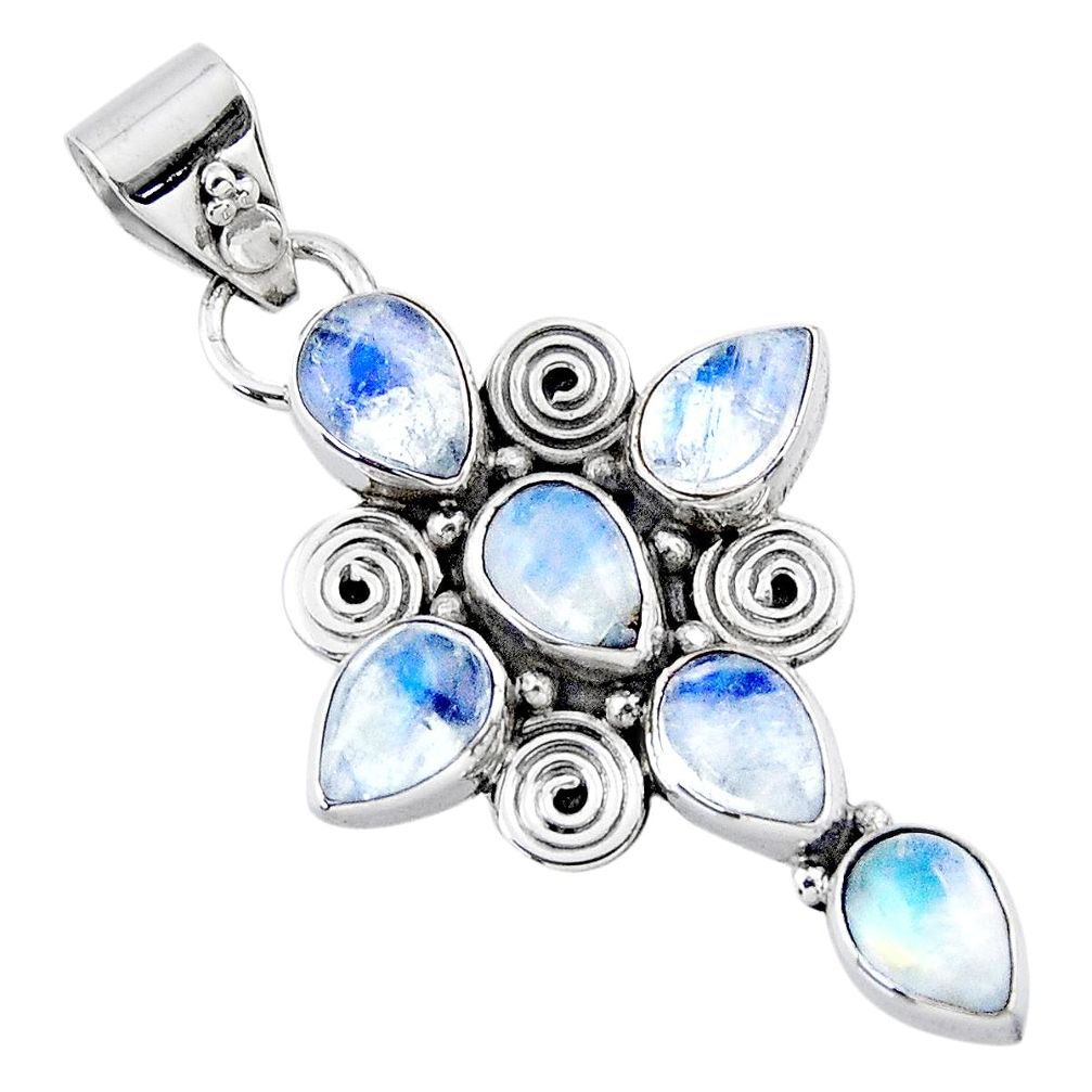 9.54cts natural rainbow moonstone 925 sterling silver holy cross pendant r55800