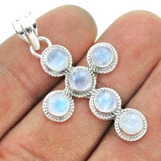 5.11cts natural rainbow moonstone 925 sterling silver holy cross pendant t52879