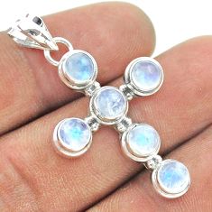5.63cts natural rainbow moonstone 925 sterling silver holy cross pendant t52884