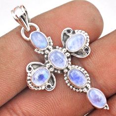 6.04cts natural rainbow moonstone 925 sterling silver holy cross pendant t85900