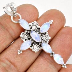 8.77cts natural rainbow moonstone 925 sterling silver holy cross pendant y1315