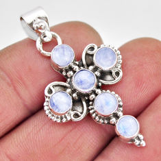 5.60cts natural rainbow moonstone 925 sterling silver holy cross pendant y60669