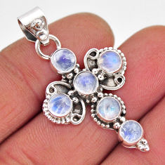 5.38cts natural rainbow moonstone 925 sterling silver holy cross pendant y60821