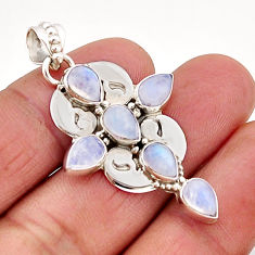 11.27cts natural rainbow moonstone 925 sterling silver holy cross pendant y63961