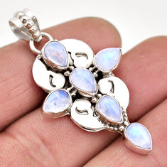 12.29cts natural rainbow moonstone 925 sterling silver holy cross pendant y63971