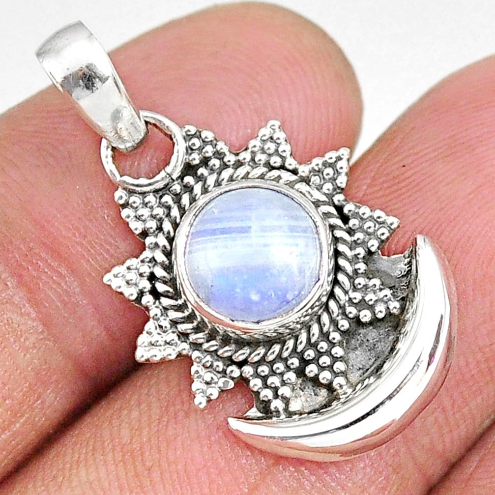 2.84cts natural rainbow moonstone 925 sterling silver moon pendant r89493