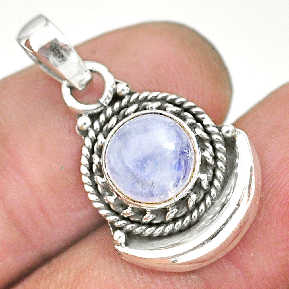 2.90cts natural rainbow moonstone 925 sterling silver moon pendant r89600