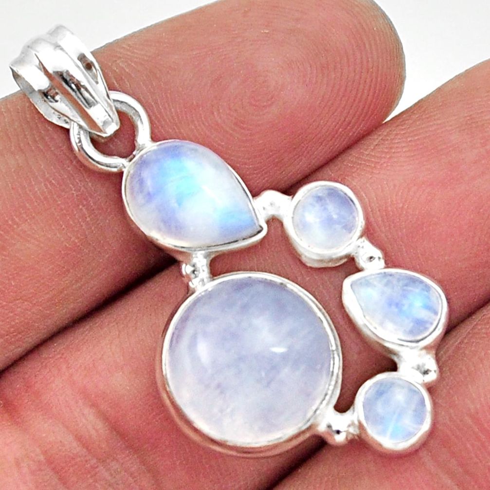 11.93cts natural rainbow moonstone 925 sterling silver pendant jewelry d43371