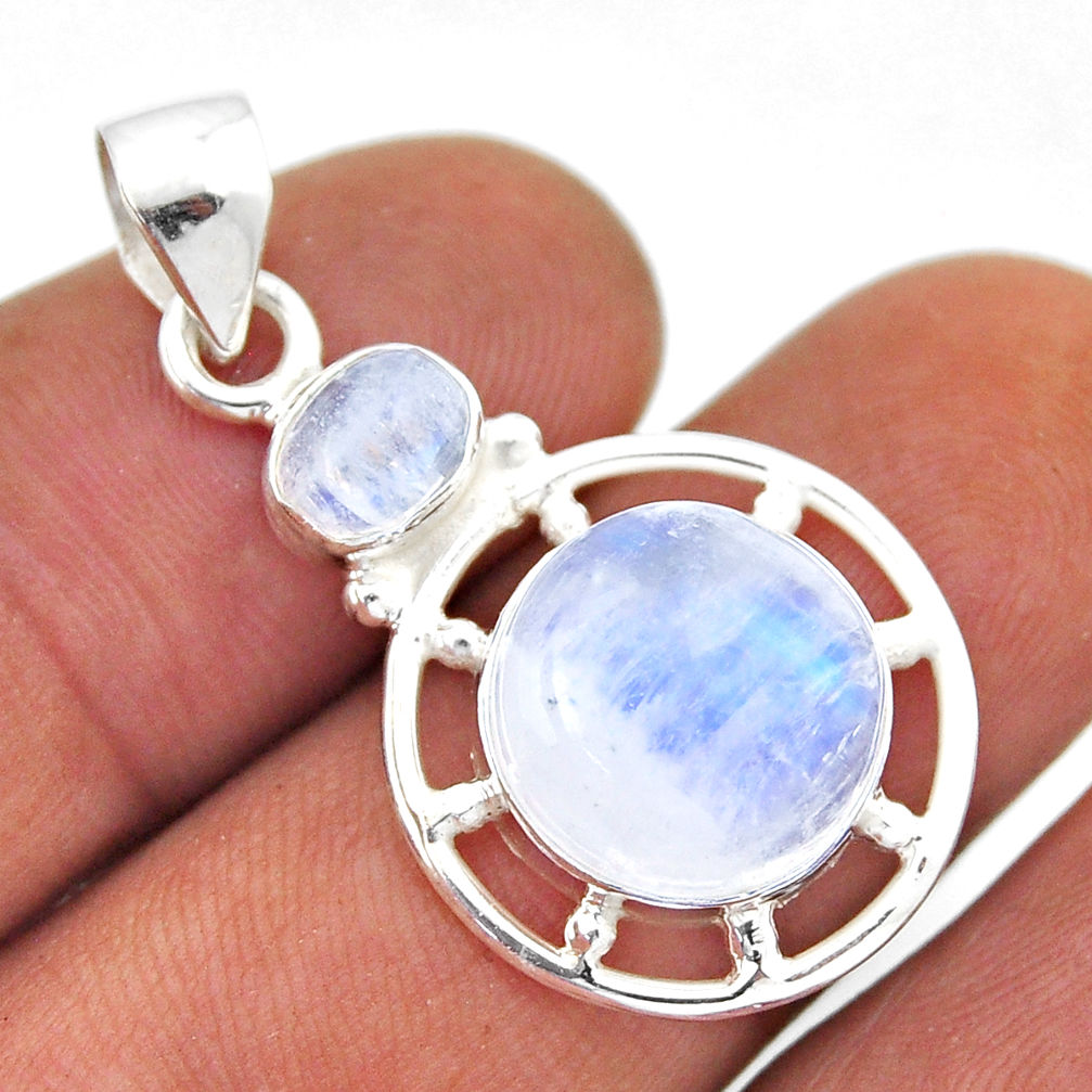 6.28cts natural rainbow moonstone 925 sterling silver pendant jewelry n44748
