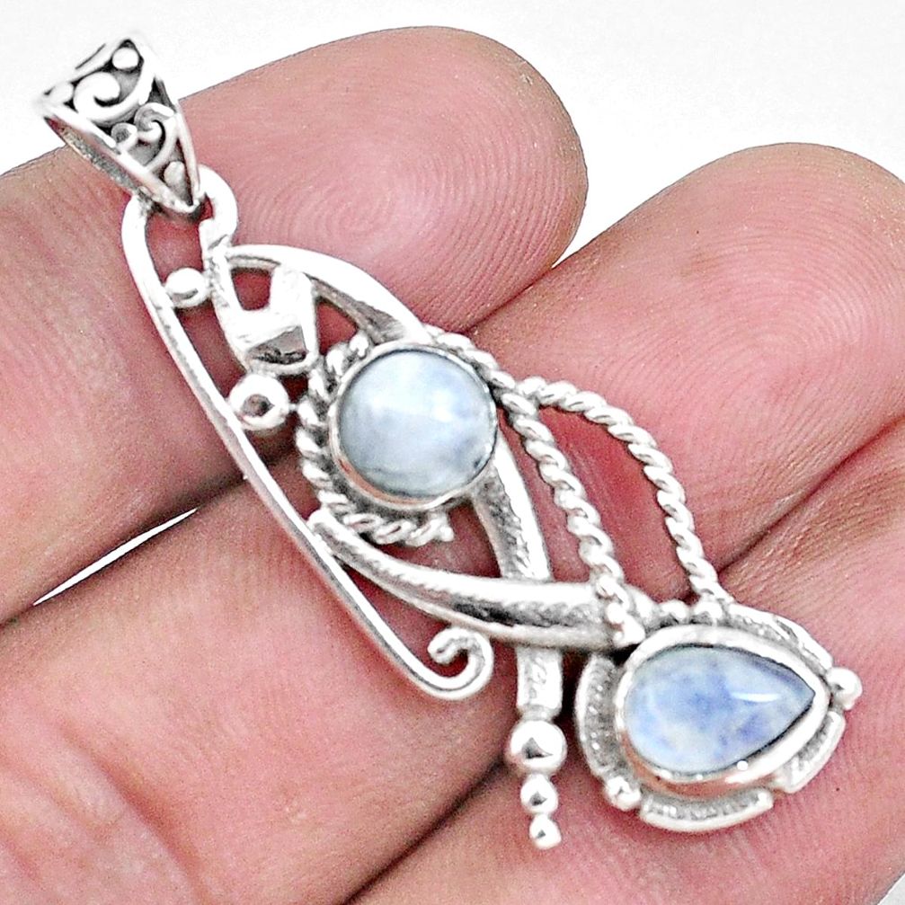3.56cts natural rainbow moonstone 925 sterling silver pendant jewelry p16556