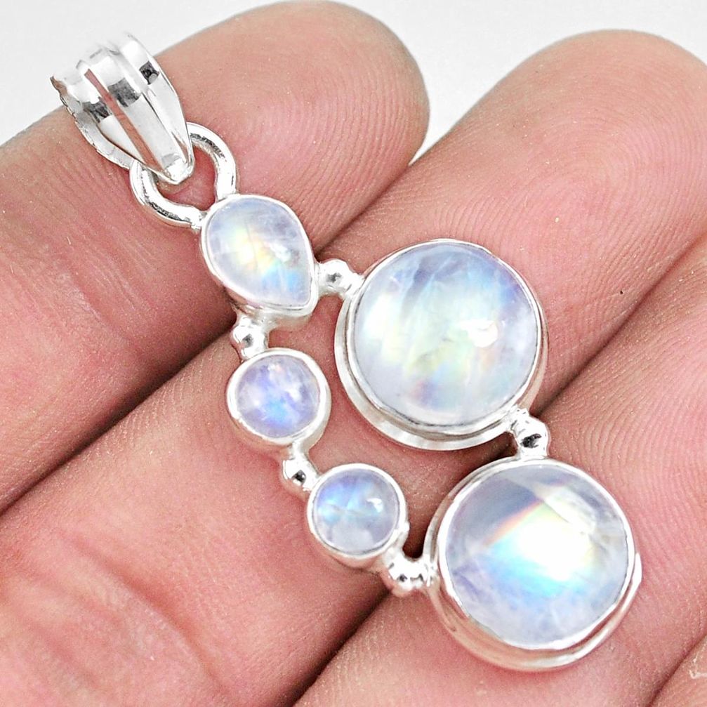 12.31cts natural rainbow moonstone 925 sterling silver pendant jewelry p33716
