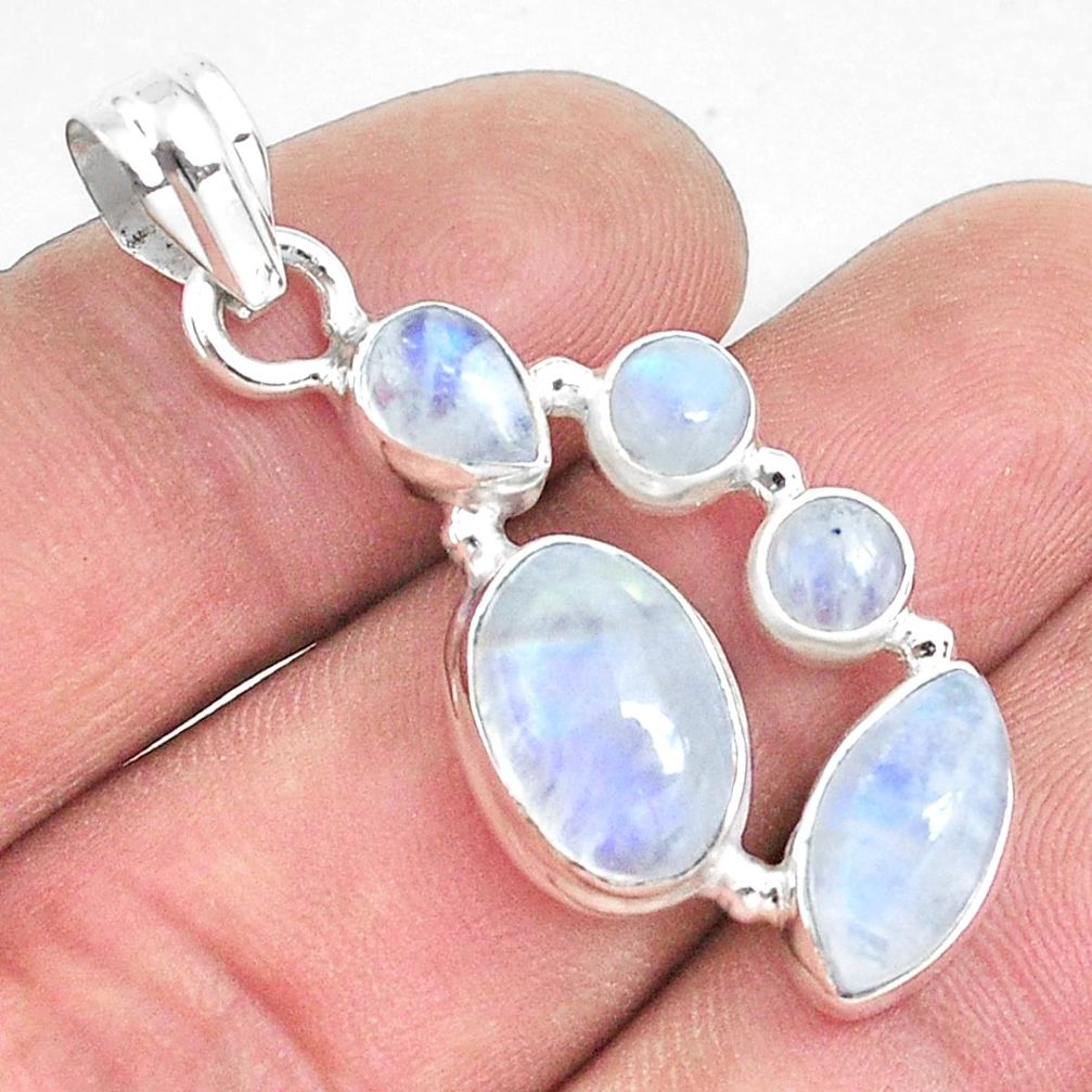 10.02cts natural rainbow moonstone 925 sterling silver pendant jewelry p33726